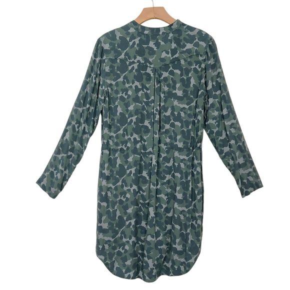 Anthropologie Cloth & Stone Nina Camo Dress Small Green Button Up Long Sleeve - Picture 6 of 12
